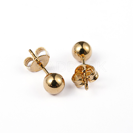 304 Stainless Steel Ball Stud Earrings EJEW-5558-5mm-G-1