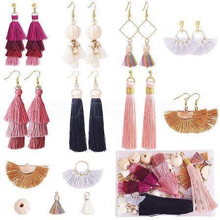 DIY Layered Tassel Drop Earring Making Kit DIY-SZ0009-86-1