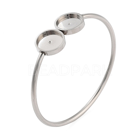 Tarnish Resistant 304 Stainless Steel Blank Bangle Bases with Flat Round Tray STAS-G337-01P-1