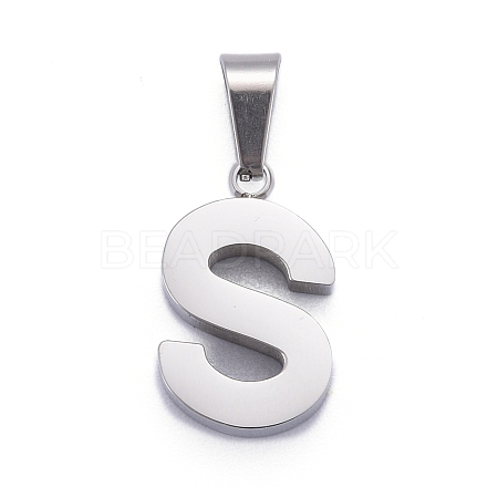 Non-Tarnish 304 Stainless Steel Letter Pendants STAS-H127-S-P-1