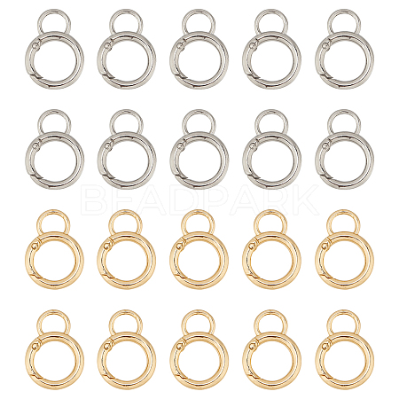 20Pcs 2 Colors Alloy Spring Gate Ring KEYC-NB0001-16-1