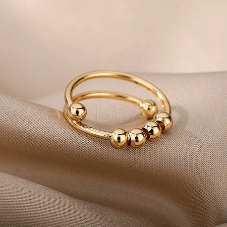 201 Stainless Steel Round Beaded Spinner Rings WG5F549-02-1