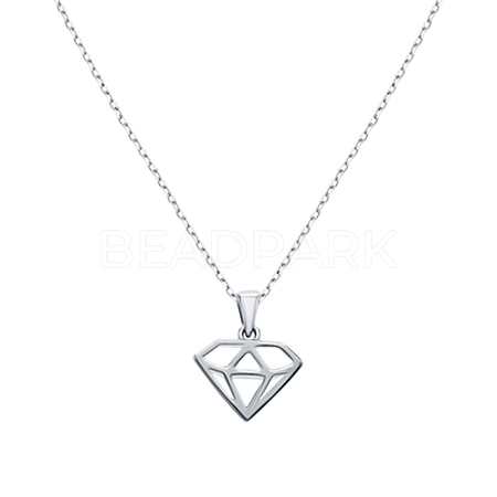 S925 Sterling Silver Geometric Diamond Shape Necklaces for Women Daily Wear DY7121-2-1