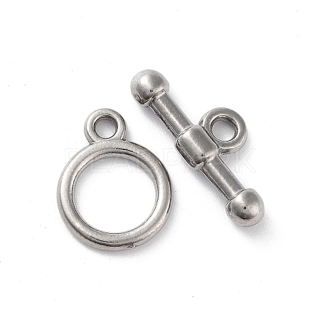Non-Tarnish 304 Stainless Steel Ring Toggle Clasps STAS-A092-09G-P-1
