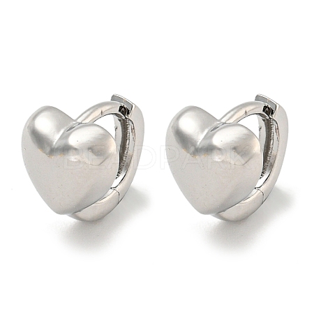 Heart Brass Hoop Earrings EJEW-L211-011F-P-1