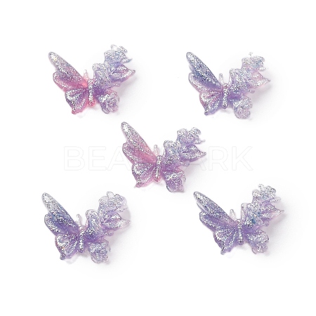 Butterfly with Flower Transparent Resin Cabochons FIND-L019-06B-1
