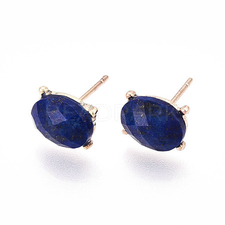Natural Lapis Lazuli Stud Earrings EJEW-N057-01C-1