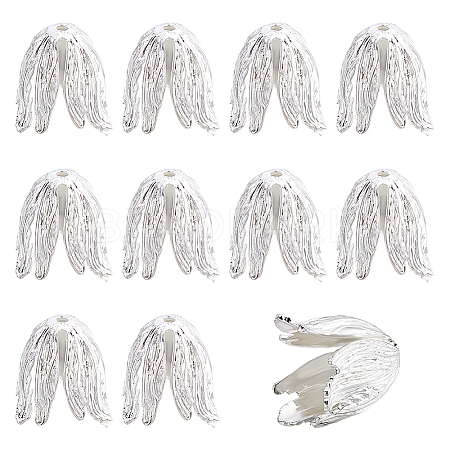 10Pcs Brass Bead Caps KK-PH0015-28S-1
