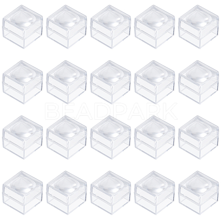 20Pcs Transparent Plastic Ring Viewer Magnifier Boxes CON-CA0001-024-1