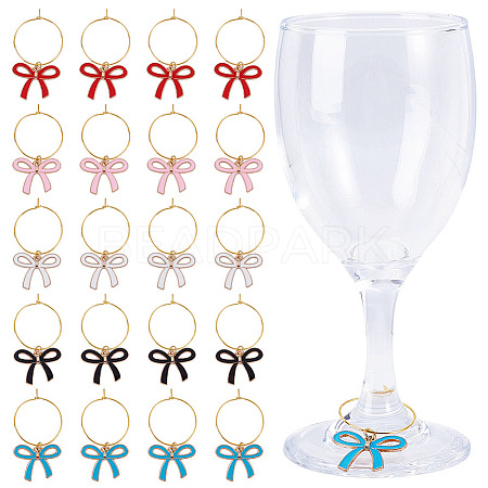 20Pcs 5 Colors Brass Wine Glass Charms AJEW-ME00020-1