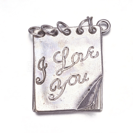 Ideas for Valentines Day Gifts for Him Zinc Alloy Love Note Pendants X-PALLOY-A15463-AS-FF-1