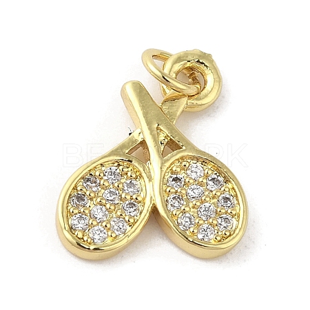 Rack Plating Brass Micro Pave Cubic Zirconia Pendants KK-C052-33A-G-1