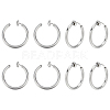 Unicraftale 4 Pairs 201 Stainless Steel Retractable Clip-on Hoop Earrings STAS-UN0052-03A-1