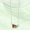Brass Pave Cubic Zirconia Rectangle and Heart Pendant Cable Chain Necklaces KK-CBAB173-04P-06-3