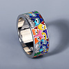 Eye Pattern Brass Micro Pave Clear Cubic Zirconia Enamel Finger Rings FS-WGB4C19-05-1