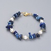 Natural Lapis Lazuli Chip Beaded Bracelets BJEW-JB04933-04-1
