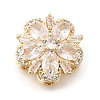Flower Brass Micro Pave Clear Cubic Zirconia Beads KK-Z156-14G-03-1