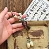 Chinese Style Porcelain & Alloy & Wood Leaf Pendant Adjustable Waxed Cord Long Necklaces for Women WG8DC5B-01-1