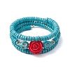 Resin and Synthetic Turquoise Wrap Bracelets Sets BJEW-JB10759-3