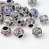 Alloy Rhinestone Rondelle Large Hole European Beads X-MPDL-R036-80-1