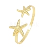 Marine Organism Brass Cuff Bangles for Women BJEW-D368-03D-G-4