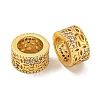 Rack Plating Brass Micro Pave Clear Cubic Zirconia European Beads KK-L215-203G-1