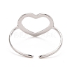 304 Stainless Steel Open Heart Cuff Ring for Women RJEW-C025-23P-2