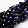 Dyed Natural Agate Faceted Round Beads Strands G-E320D-18mm-01-1