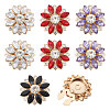 8Pcs 4 Colors Alloy Rhinestone Cufflinks BUTT-GL0001-02-1