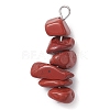 Gradient Color Natural Rhodonite & Natural Red Jasper & Natural Strawberry Quartz Chip Beaded Pendants PALLOY-JF02791-06-3