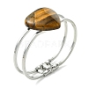 Natural Mixed Gemstone Heart Brass Hinged Cuff Bangles BJEW-JB14316-4