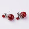 Dangling Natural Carnelian Ear Studs EJEW-JE02186-03-1