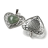 Natural Green Aventurine Peach Love Heart Pendants G-G158-01C-2