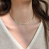 Flower 304 Stainless Steel Link Chain Necklaces for Women NJEW-M107-01G-1