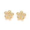 5-Petal Brass Micro Pave Clear Cubic Zirconia Bead Caps ZIRC-G153-41G-1