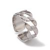 304 Stainless Steel Curb Chains Shape Open Cuff Rings for Women RJEW-G285-54P-1
