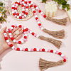 2Pcs Valentine's Day Wood Beads Pendant Decorations HJEW-FH00271-3