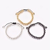 Electroplated Natural Lava Rock Braided Bead Bracelets BJEW-O162-H-1
