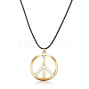 Stylish Stainless Steel Peace Sign Pendant Necklace Hip-hop Leather Necklace Jewelry PC5698-1-1