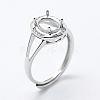 Anti-Tarnish Rhodium Plated 925 Sterling Silver Finger Ring Components STER-G027-13P-1