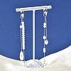 304 Stainless Steel & Glass Pearl Tassel Hoop Earrings for Women EJEW-G463-01P-1
