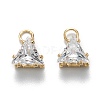Brass Clear Cubic Zirconia Charms ZIRC-G170-15G-2