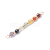 Chakra Natural Aquamarine & Garnet & Yellow Opal & Amethyst & Carnelian & Lapis Lazuli & Aquamarine & Green Aventurine Faceted Round Beaded Connector Charms PALLOY-JF04565-04-4