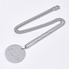 Unisex 201 Stainless Steel Curb Chains Pendant Necklaces NJEW-T011-JN762-45-1-2