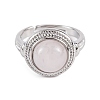 Natural Rose Quartz Round Adjustable Rings RJEW-K271-04P-09-3