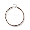 Cowhide Leather Braided Twist Rope Choker Necklace with Brass Clasp for Women NJEW-JN04167-4