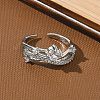 Brass Micro Pave Cubic Zirconia Cuff Open Rings for Women RJEW-C163-18P-2