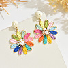 Flower Alloy Raffia Dangle Stud Earrings FS-WG63945-04-1