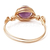 Round Natural Quartz Crystal & Rose Quartz & Quartz & Malaysia Jade & Amethyst Finger Rings RJEW-JR00766-5
