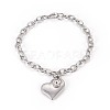 304 Stainless Steel Cable Chain Charm Bracelets BJEW-O169-07-2
